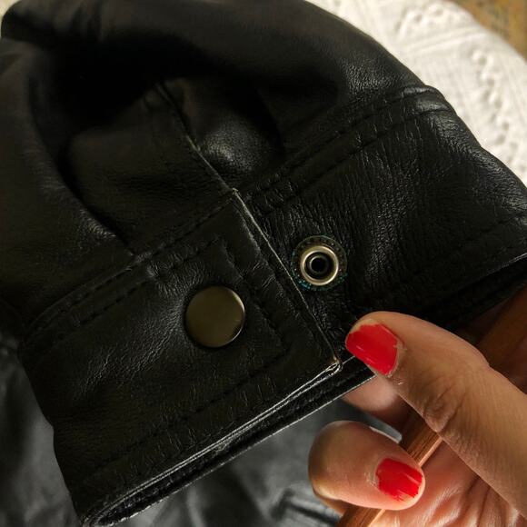 Vintage Womens Wilson Black Leather Coat Removable Faux Fur Collar XL Mid Length - Picture 12 of 13